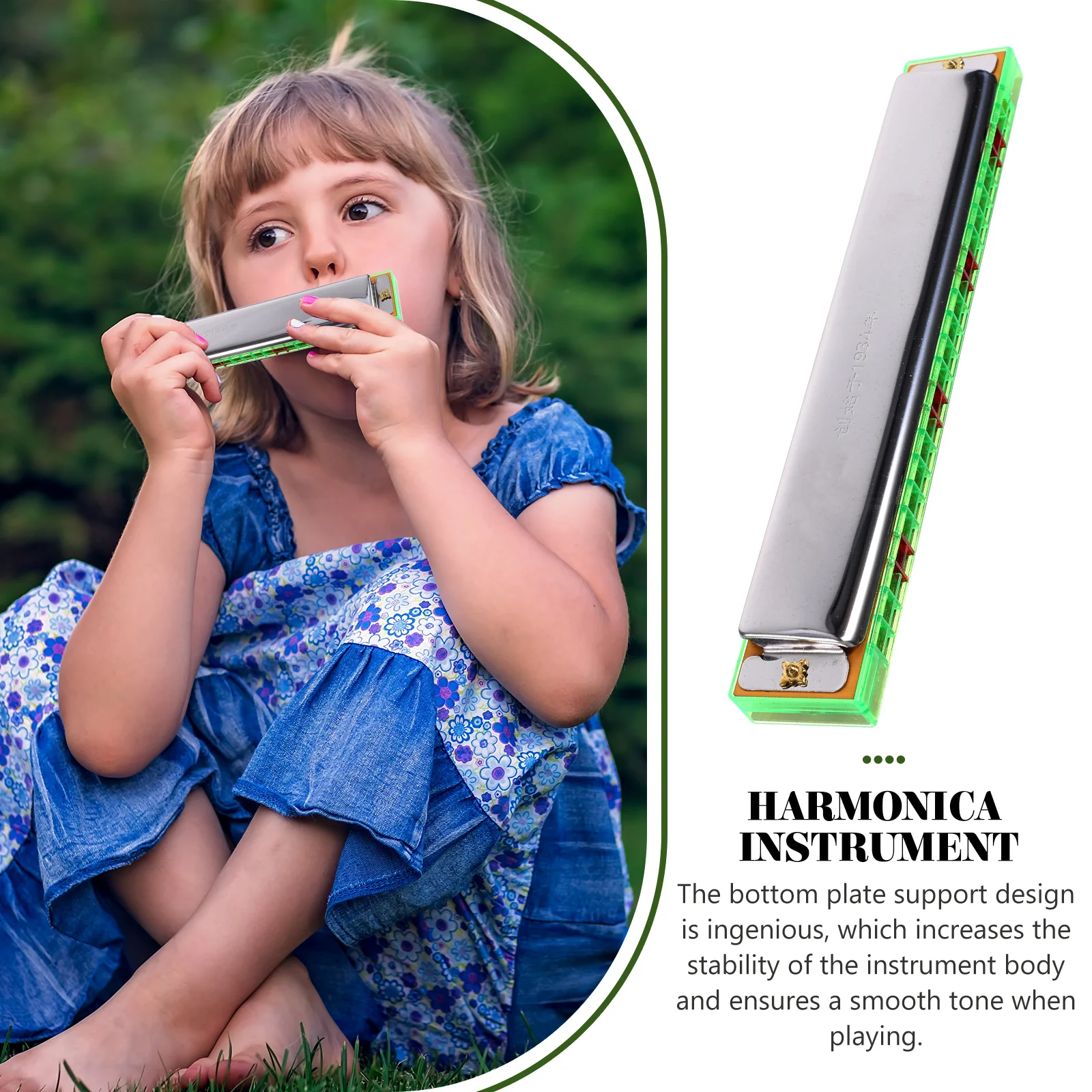 

Scale 24-hole Polyphonic Harmonica Child Kids Musical Instruments Copper Chromium