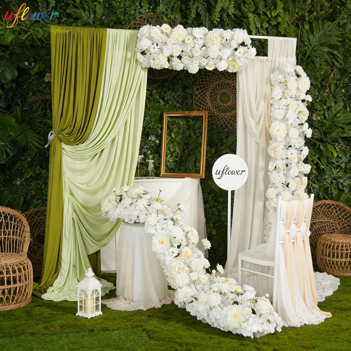 

Цветочная композиция Uflower: белые розы и гортензии, 1м/2м, для свадебных арок, украшения столов, цветочные дорожки, для дней рождения и праздников