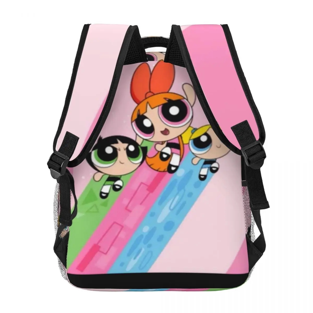 The-Powerpuff-Meisjes Nieuwe Modieuze Patroon Schooltas Print Lichtgewicht Rugzak 17Inch