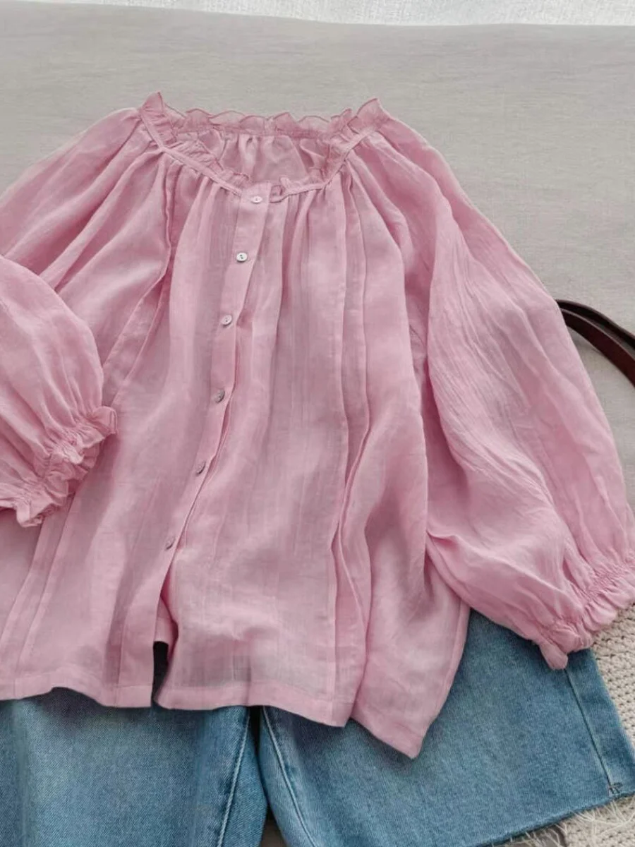 

Женский однотонный светильник, летняя защита от солнца, свободный крой, фонарь Све, длина семи четвертей, обычная длина