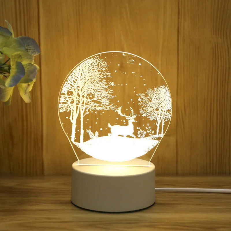 Lámpara de oso creativa 3D, luces LED de noche acrílicas USB, adornos navideños para el hogar, dormitorio, decoración de cumpleaños, regalos de boda