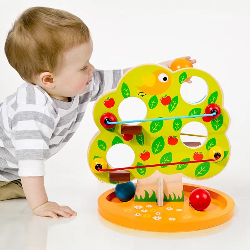 

Baby Wooden Ball Drop Toy Toddlers Montessori Educational Toys Tracker Ball Maze Drop Sensory Game for 18M Ball Ramp Run Track