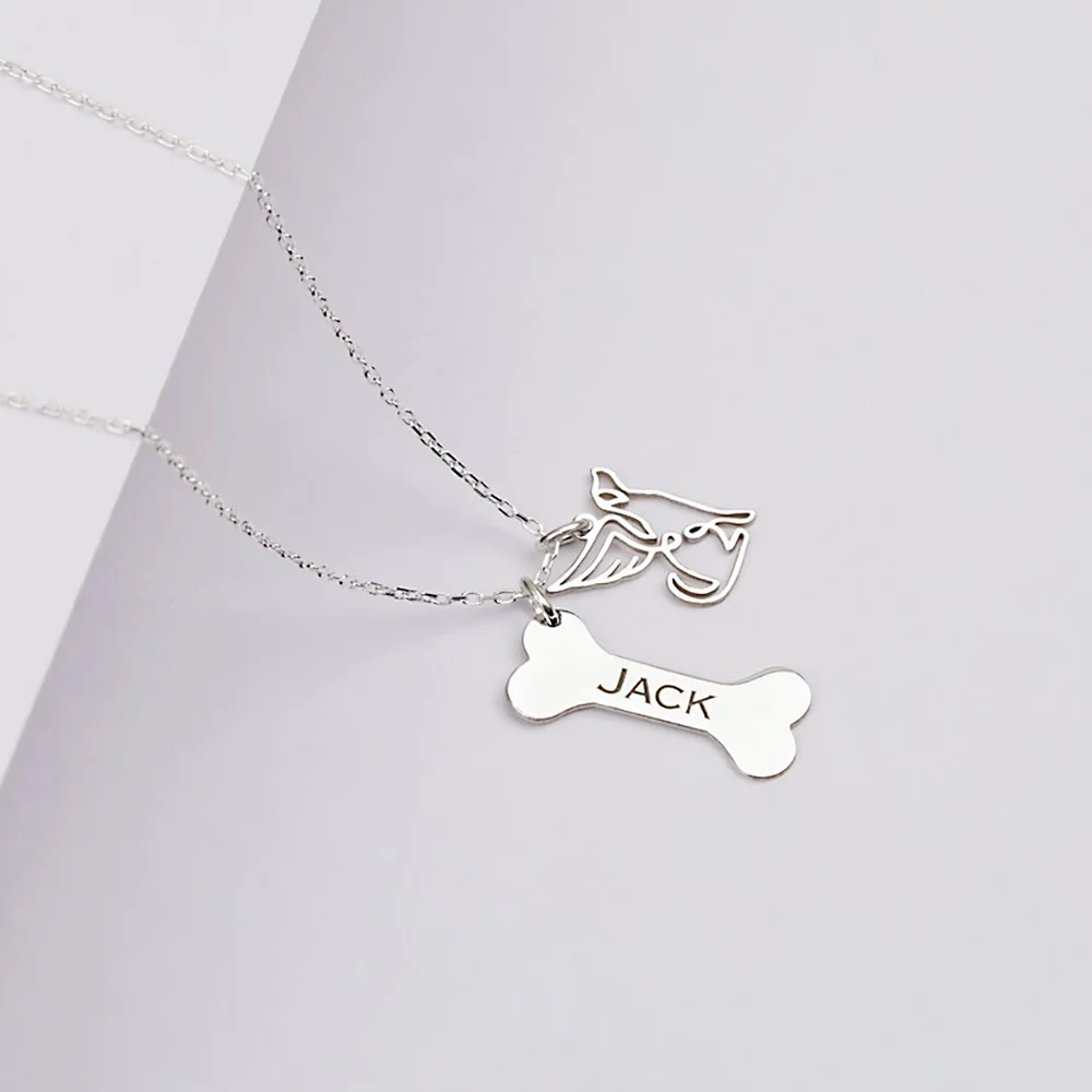 

Custom Name Necklace for Women Bone Shape Pendant Necklaces Dog Pattern Chains Choker Customized Jewelry Anniversary Gifts