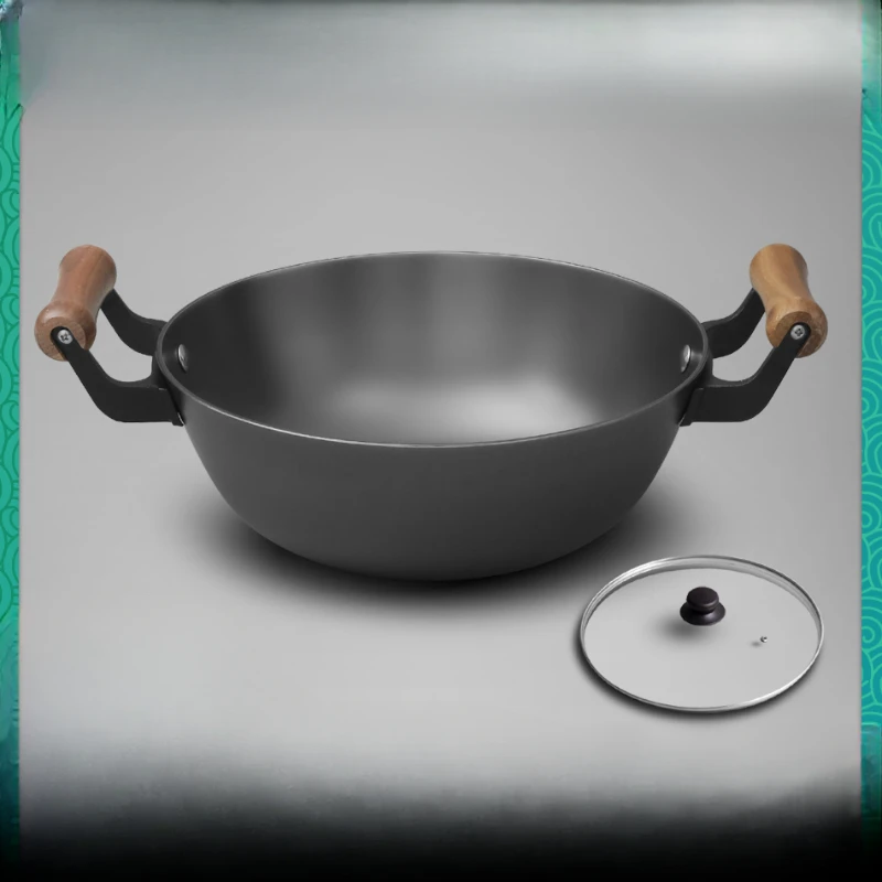 

Cast iron small wok wok uncoated pan light old-fashioned iron pan household 26cm gas induction cooker