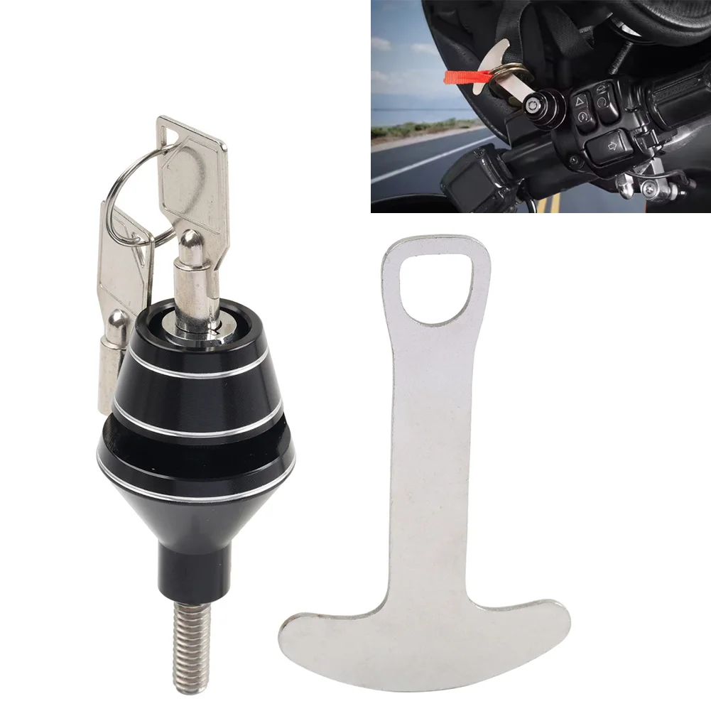 CNC Aluminum Motorcycle Handlebar Helmet Lock Kit for Harley Davidson Models