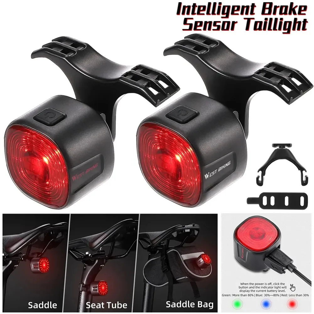 Luzes traseiras para ciclismo, luz inteligente/normal mtb, bicicleta de estrada, ip66, à prova d'água, segurança noturna, lâmpada, acessórios de equitação