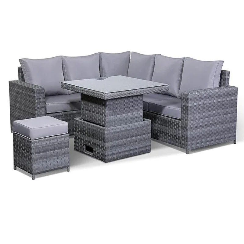 

Custom Garden PE Wide & Rattan Assembled Corner Sofa & Rising Table Outdoor Patio Furniture Set Corner Rattan Furniture Set