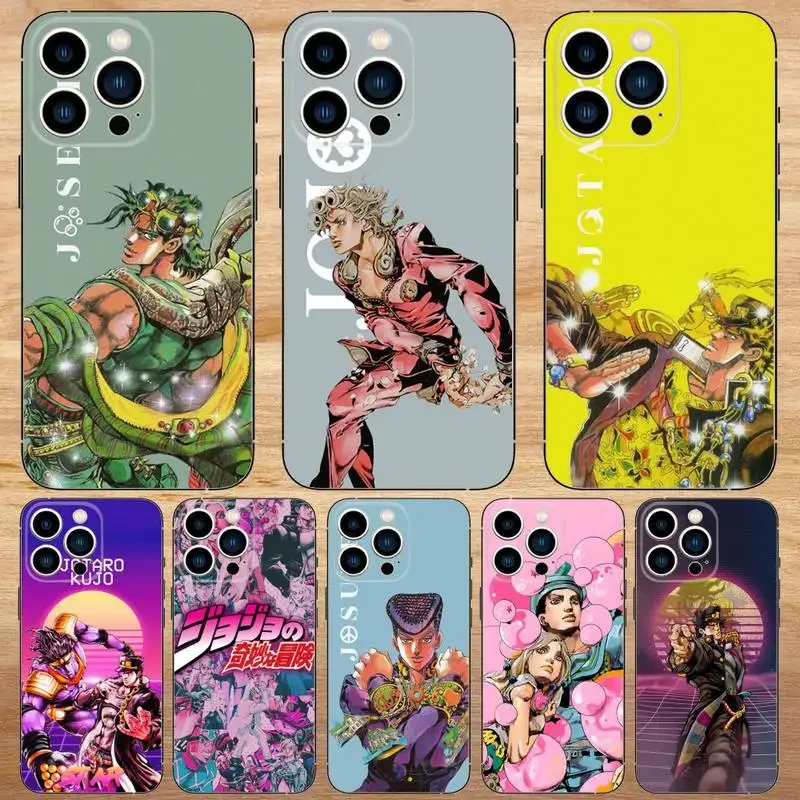 Anime JoJos Bizarre Adventure Cartoon Phone Case For iPhone15,14,13,12,11,Pro,Max,Plus,Mini,X,XS,XR,8,7,6,S,Plus,SE Black Case