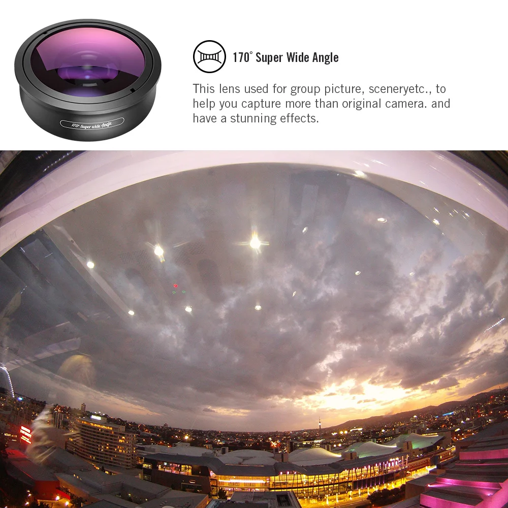 APEXEL HD Optic Phone Lens 170 Degree Super Wide Angle Lens Camera Optical Lenses for Apple iPhone Xiaomi Samsung All Smartphone