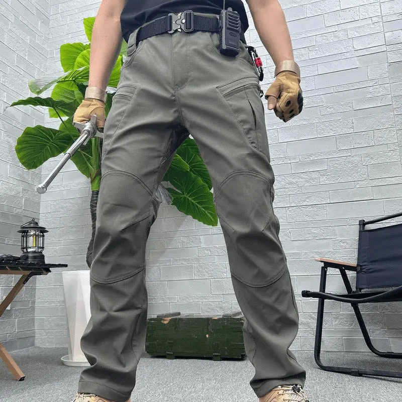 High-End Casual Tactical Pants Men's Spring Autumn Workwear Multi-Pocket Functional Windproof Cotton Straight Leg Trousers
