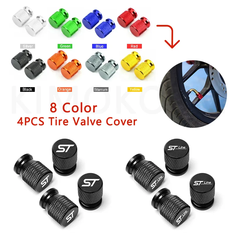 For Ford ST FOCUS 2 3 Mondeo Fiesta Kuga MK2 MK3 MK4 Car Wheel Tire Valve 4pcs/Set Car Caps Tyre Stem Covers Airdust