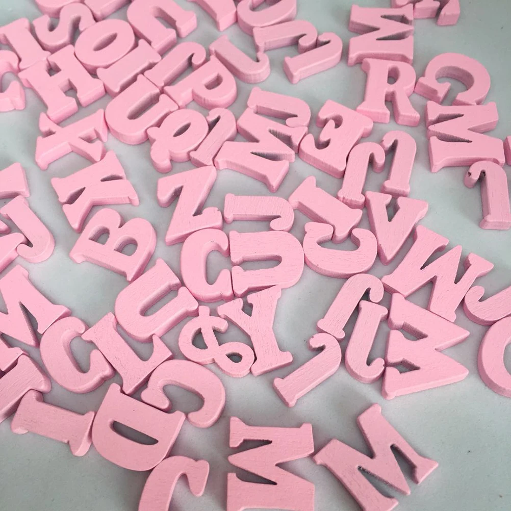 

100pcs Wooden Slices English Letters DIY Crafts Holiday Decorations Kids Educational Toys Montessori Accessories