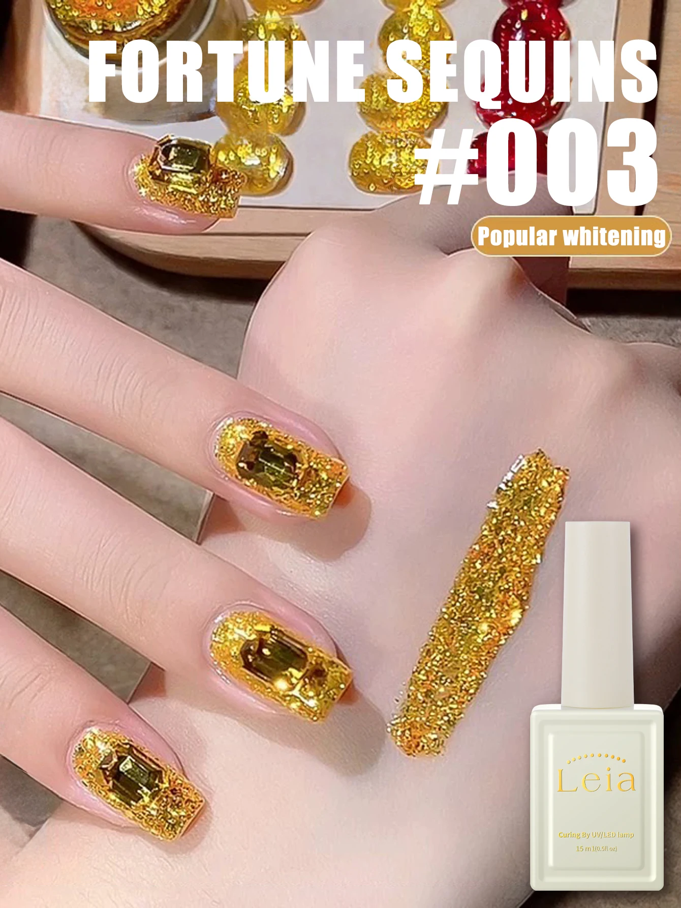 1-6 Stück 15 ml Herbst Nagel Glitzer Gold Glitzer Gel Nagellack UV LED Aushärtung Urlaub Damen Geschenk Nail Art Tägliches Zubehör DIY Set
