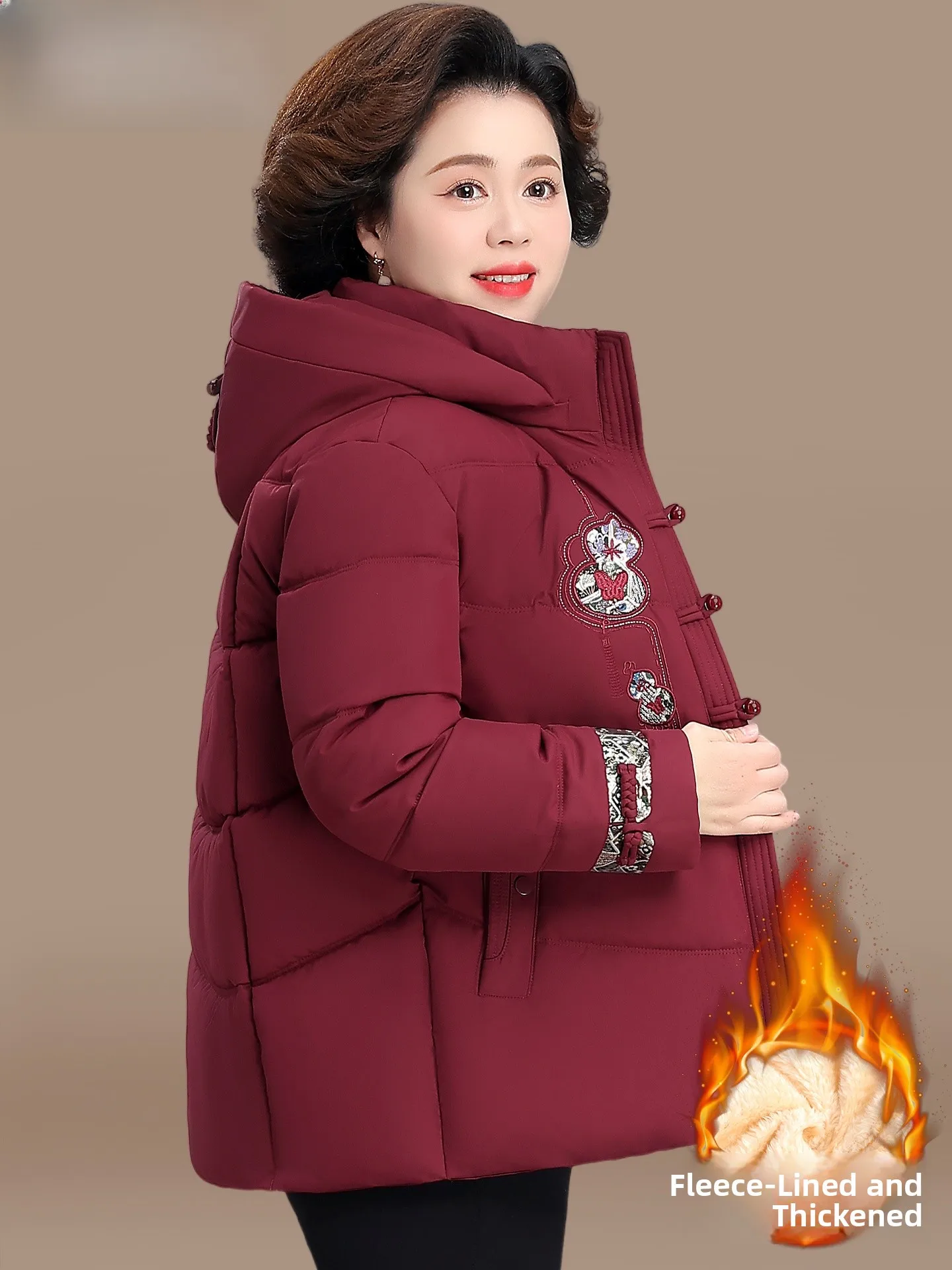 

Утепленная зимняя куртка для женщин в традиционном китайском стиле, пуховик из хлопка, теплая, для женщин среднего и старшего возраста