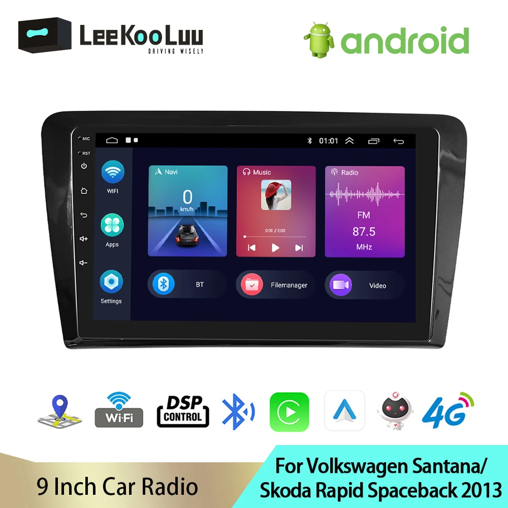 

Автомагнитола LeeKooLuu 2 Din Android мультимедийный плеер GPS Carplay 4G WiFi DSP для VW Volkswagen Santana/Skoda Rapid Spaceback 2013