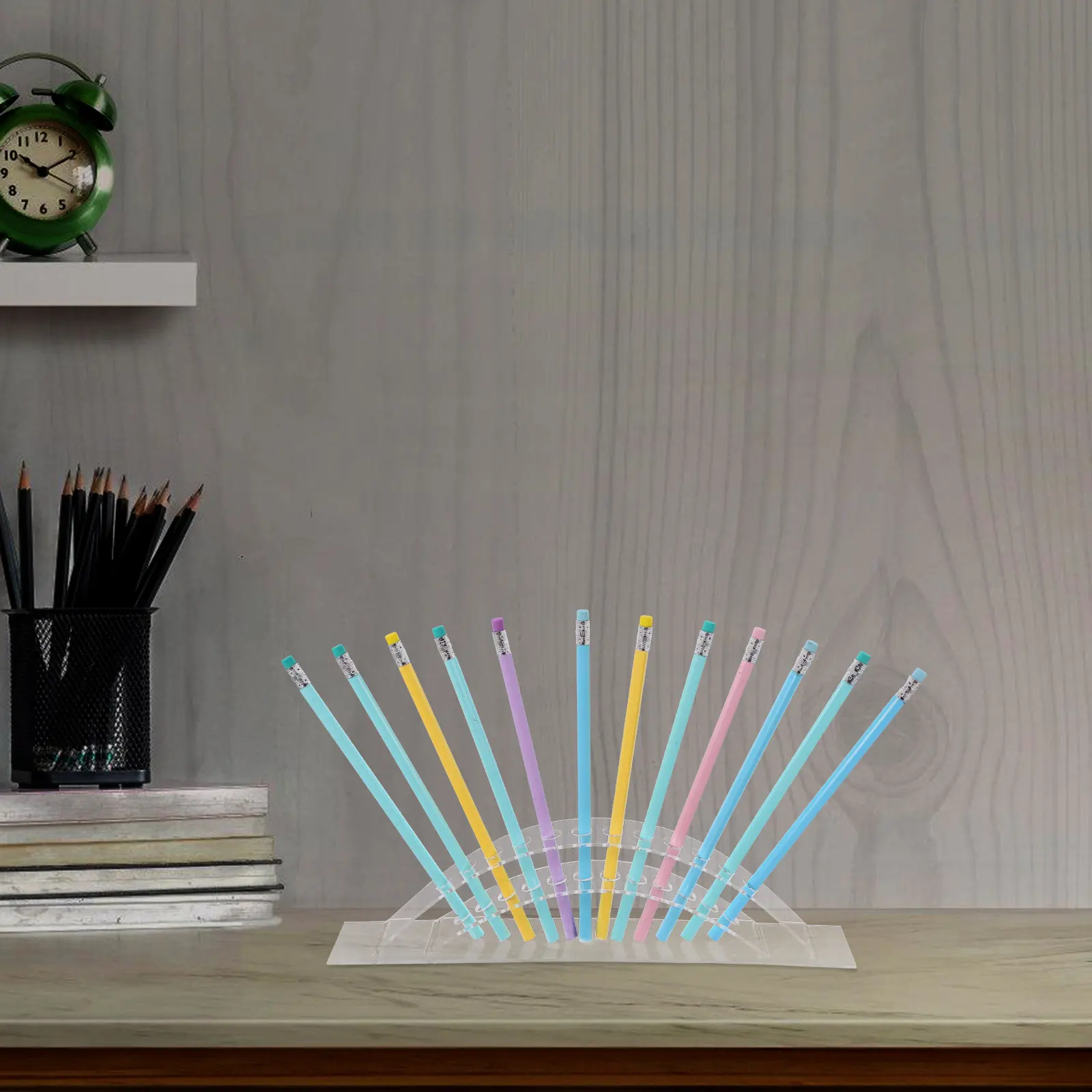 High-Transparency Acrylic Pen Display Stand 12-Slot Stylish Arch Rack for Ballpoint Pens Pencils Markers Eyebrow Pencils