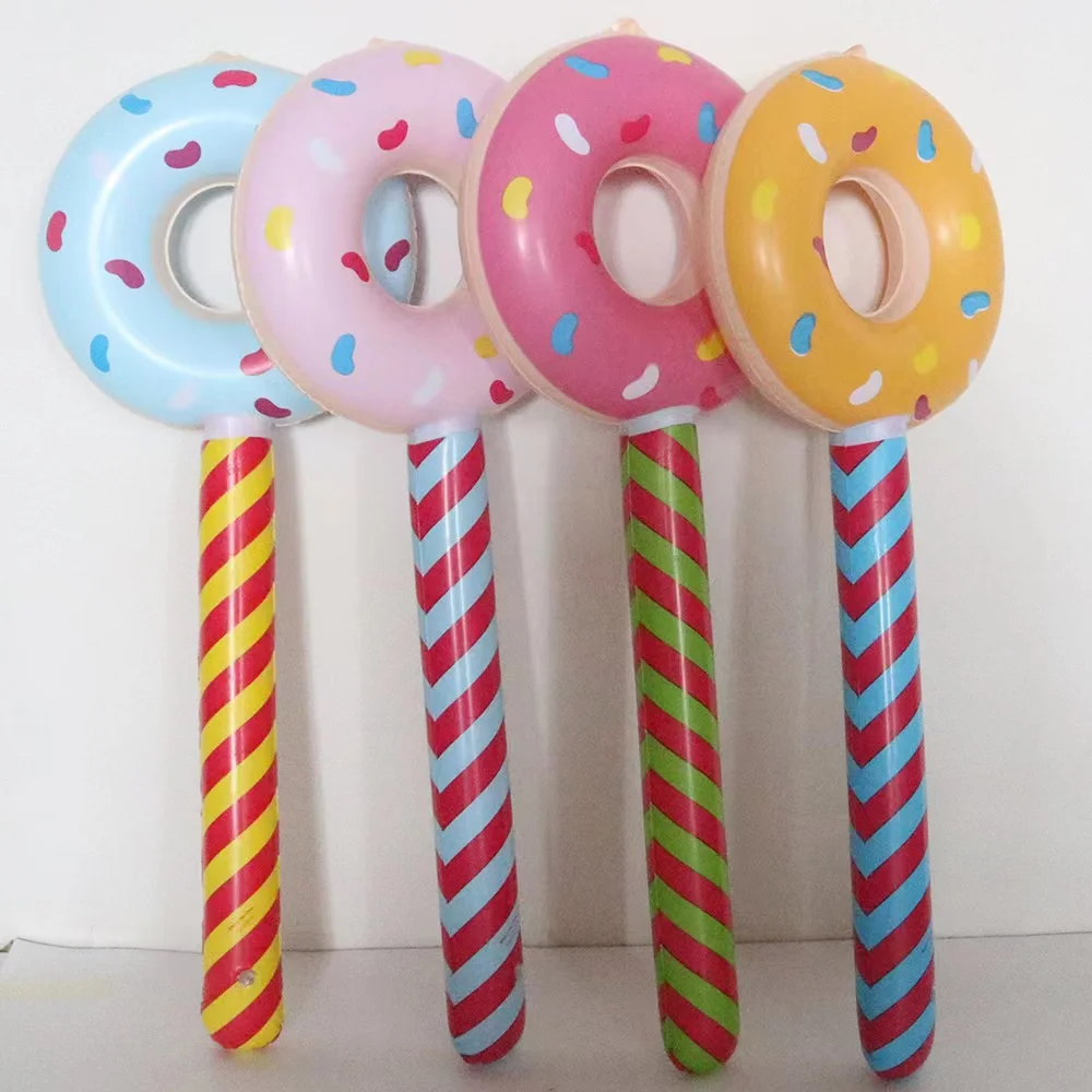 80cm Donut Inflatable Balloon Sticks Sweet Doughnuts Party Ballon Happy Candy Birthday Party Decor Kid Balon Gifts