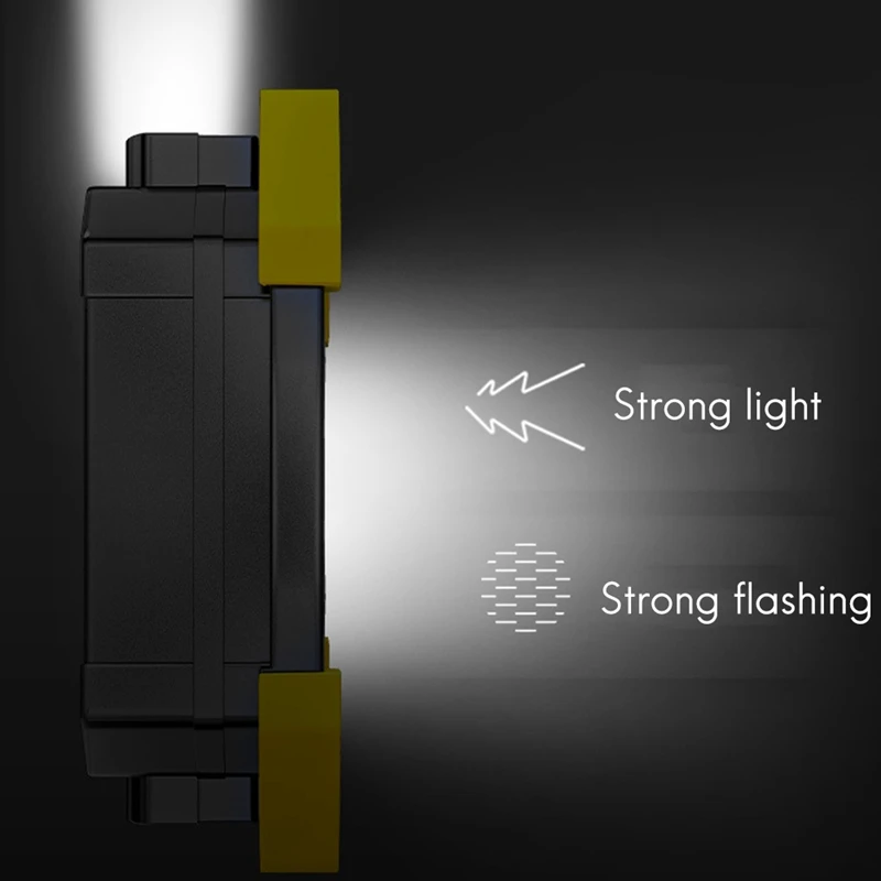 Potente luz de trabajo COB portátil, linterna ajustable de 180 grados, foco Solar recargable por USB para acampar al aire libre