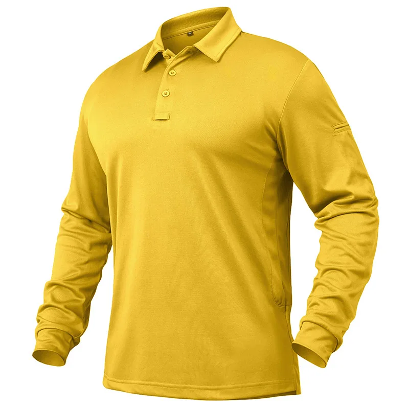 Lightweight Long Sleeve Polo Shirt Men Tactical Shirt with Pen Pocket Autumn Casual Outdoor Cycling Hiking Shirts USA/EU Size