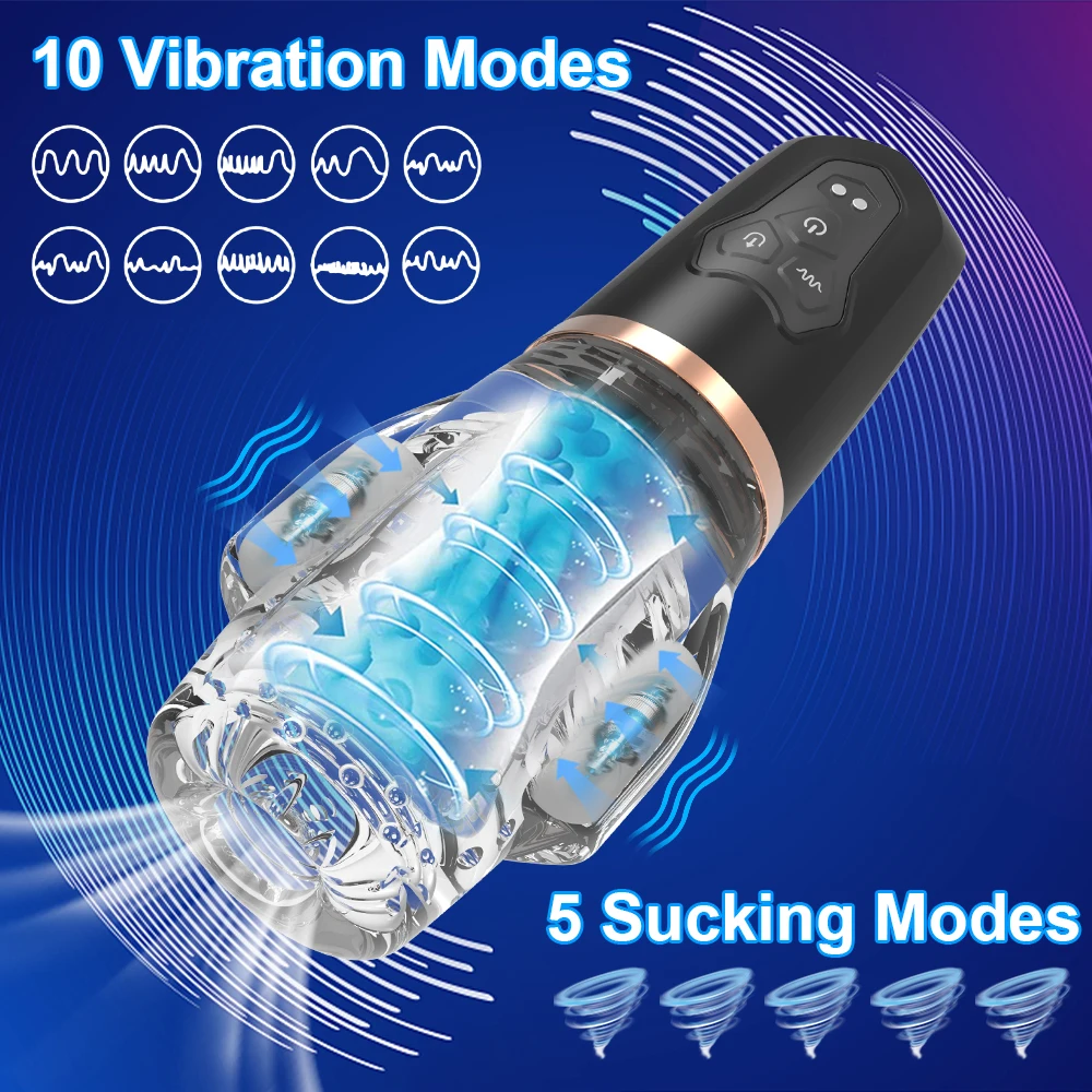 Sucking Vibrating Male Masturbator Real Oral Machine Sex Glans Trainer Penis Vibrator Pocket Pussy Real Vagina Sex Toy for Men