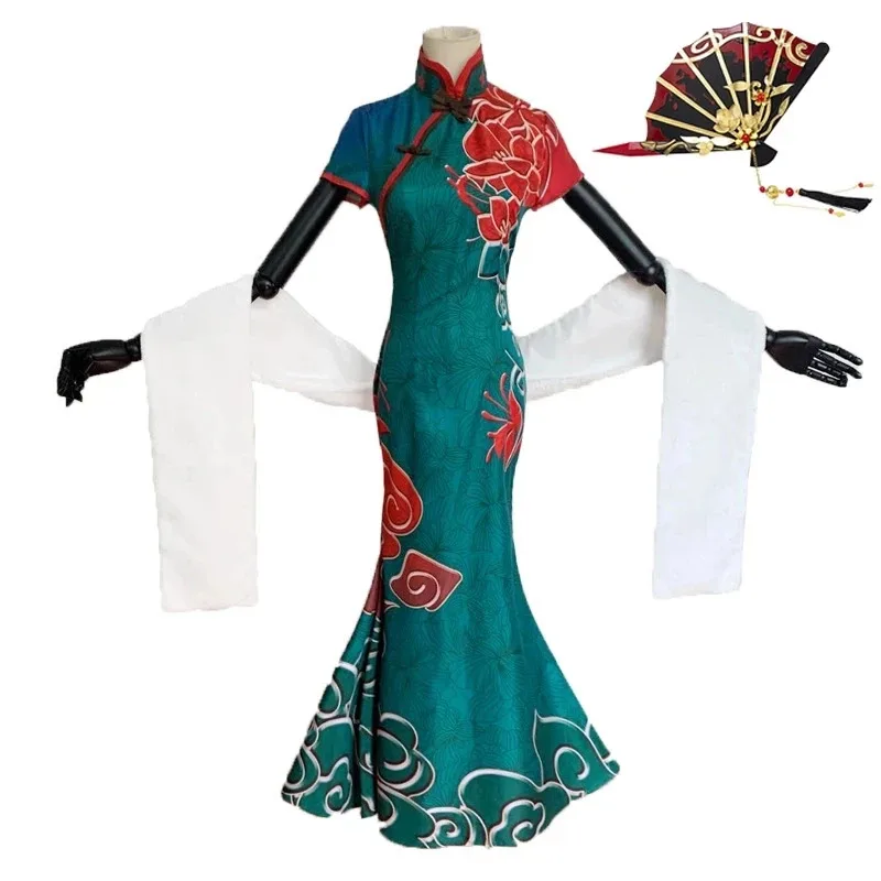 لعبة الهوية الخامس الجيشا ميتشيكو أزياء تنكرية باروكات هنتر سيدة ثلاثة عشر فساتين تشي باو أزياء حفلات الهالوين النسائية