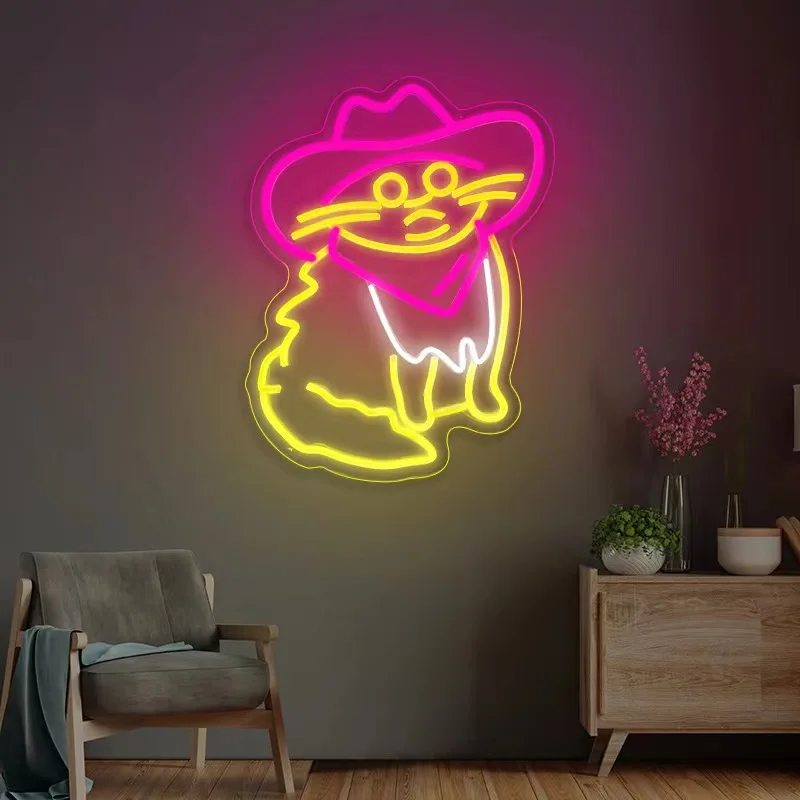 لافتة نيون للقطط لديكور الحائط، ضوء نيون LED لمتاجر الحيوانات الأليفة وغرفة الأطفال وأعياد الميلاد وحفلات المنزل وديكور فني