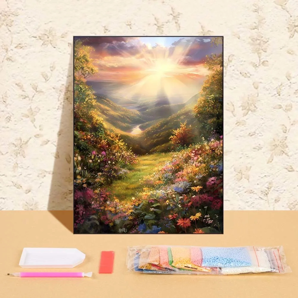 

5D DIY Sunset Scenery Diamond Painting Full Mosaic Embroidered Landscape Cross Set Art Picture For Living Room Wall Home Decor