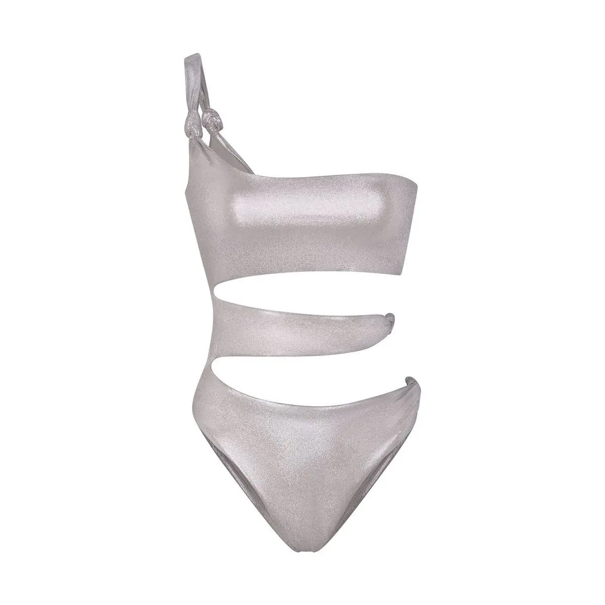 Summer Women One Shoulder Sexy Swimsuit Sleeveless Sexy Swim Slim Silver Y2k Clothes Bikini Bodysuit Beach Vacation