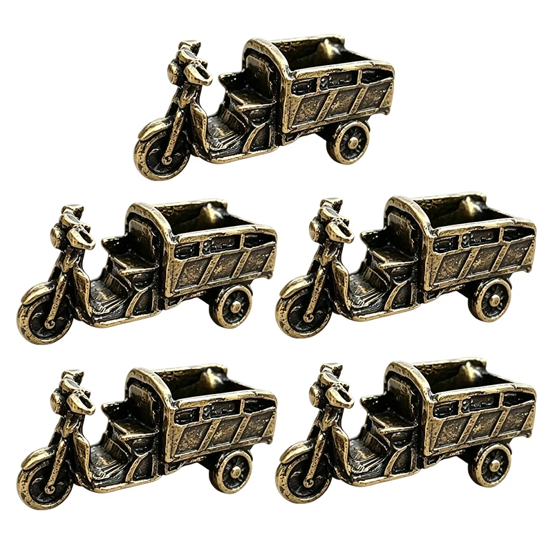 1/2/3/4/5Pcs Vintage Metal Three Wheeled Motorcycle Figurine Antique Finish Detailed Craft Home Decor Garden Ornament Collectio