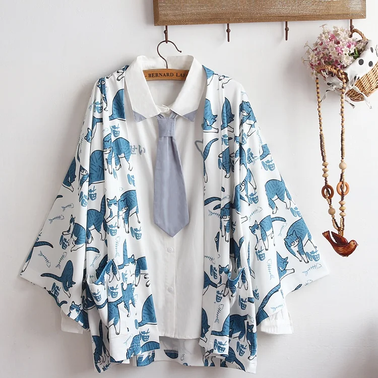 

Женский свободный кардиган с принтом, весна-осень, рукава-колокол 3/4, мягкая хлопковая верхняя одежда в стиле Sweet Sle