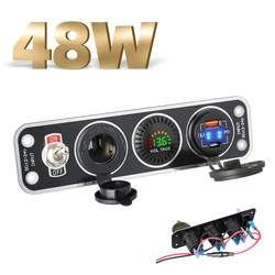 Prise allume-cigare Laguna, 48W, QC, USB rapide, panneau de chargeur de voiture, type C 12-24V, interrupteur marche-arrêt pour bateau, camion marin, véhicules de camping-car