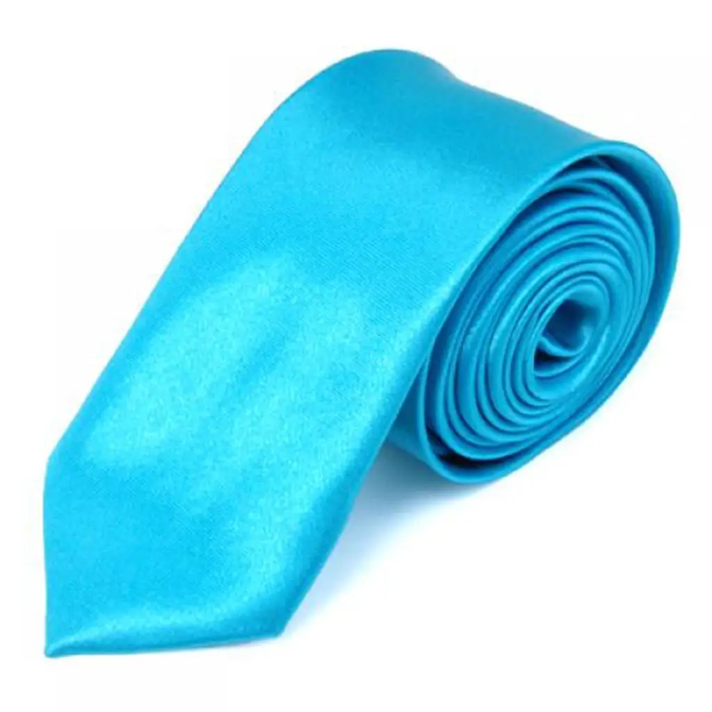 Men SKINNY TIE Plain Wedding Slim Necktie Formal Narrow Party Solid Sky Blue