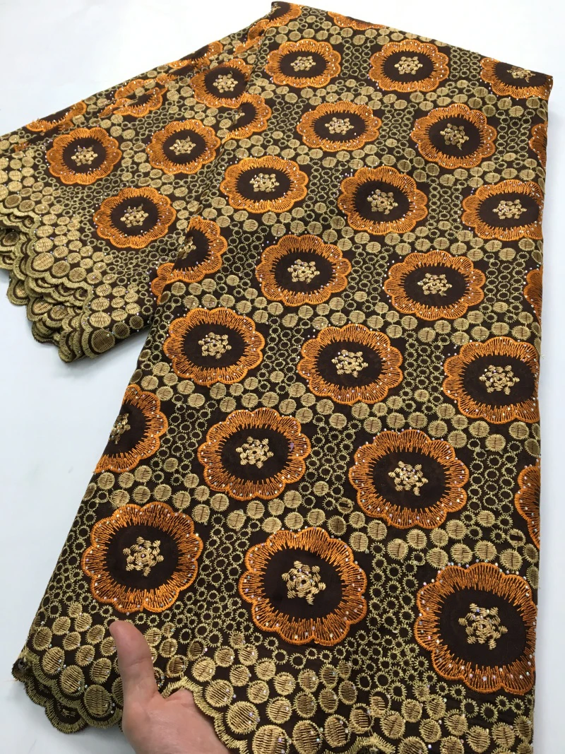 

African Swiss Voile Lace 2025 High Quality African Lace Fabric Nigerian Stones Cotton Lace Fabrics For Women Dresses Sewing 4233