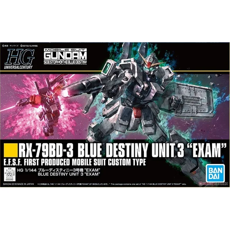 Bandai Gundam Model Kit Anime Figure HGUC 1/144 RX-79BD-3 Blue Destiny Unit 3 Exam Gunpla Anime Action Figure Toys for Children