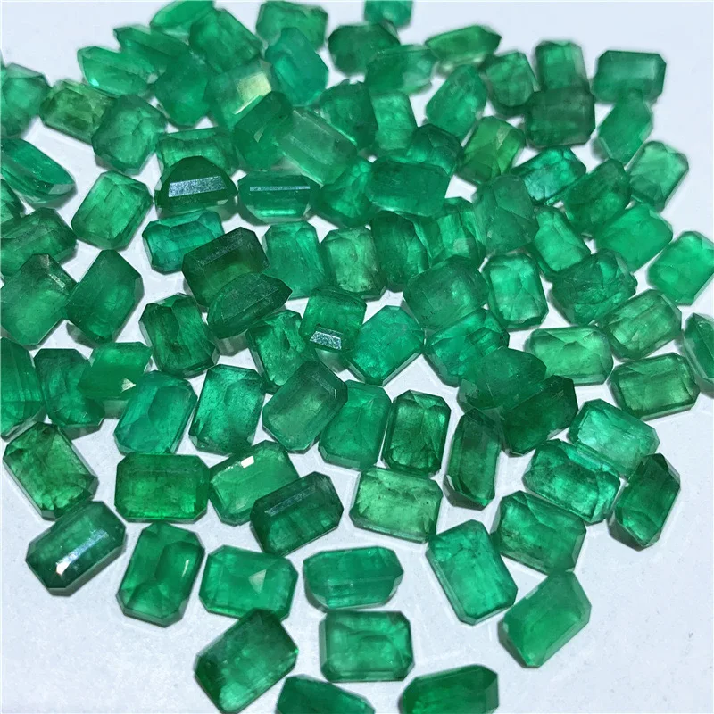 Meisidian 1 Piece Semi Precious Stone Octagon Cut 5x7mm Original 100% Natural Zambia Emerald Gemstone