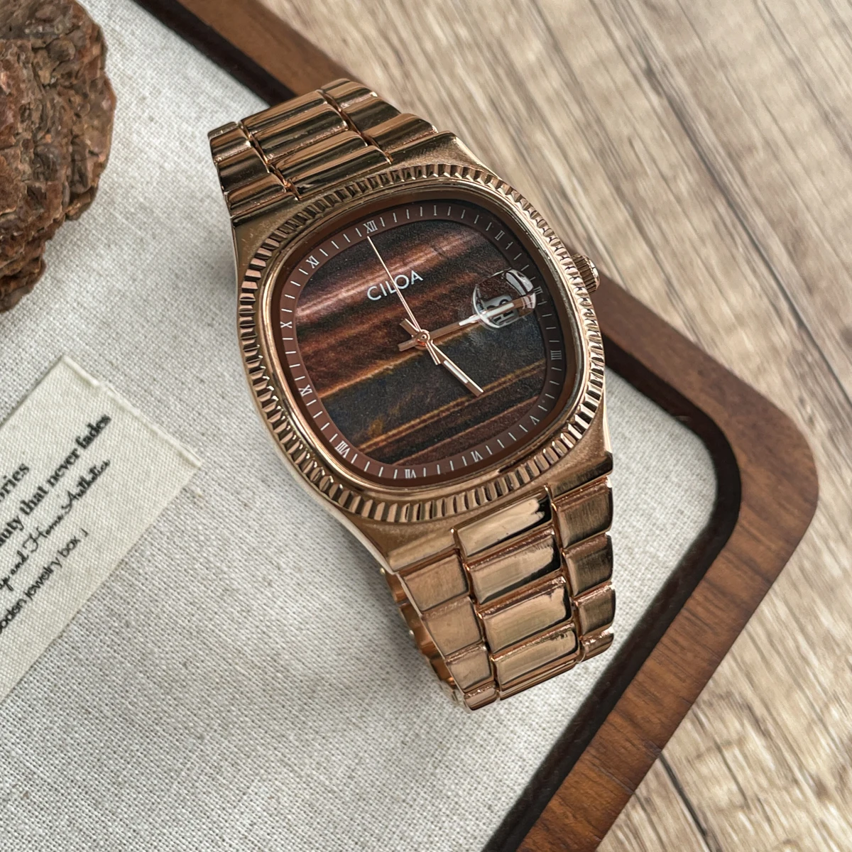 

CILOA high quality watch men's 2025 new trend fashion square gold retro light luxury brand genuine waterproof quartz watch