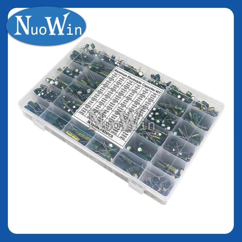 

925pcs 36Values High Frequency Low ESR Aluminum Electrolytic Capacitor Kit 100uF 220uF 330uF 470uF 1uF 4.7uF 10uF 22uF 47uF