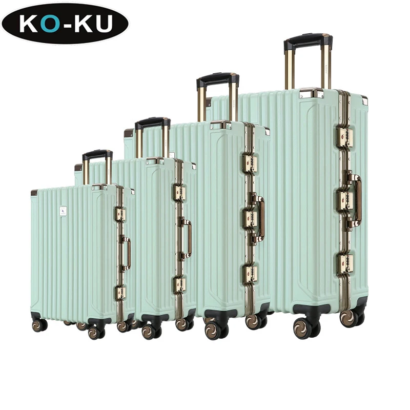 KO-KU Student Aluminium Frame Luggage Universal Wheel Trolley Case 20/22/24/26/28 Inch Universal Password Suitcase