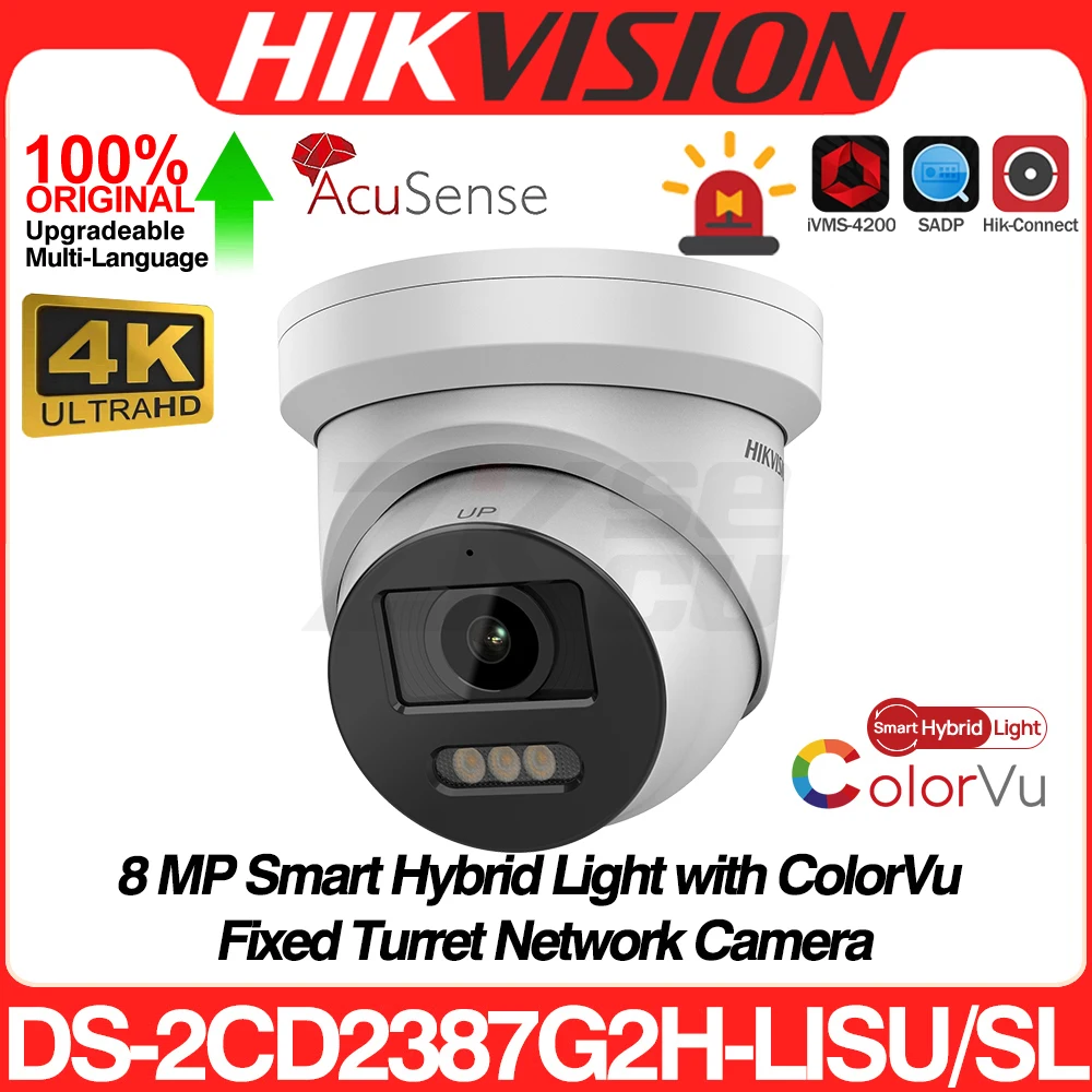 

Hikvision DS-2CD2387G2H-LISU/SL 8MP 4K Smart Hybrid Light ColorVu IP Camera Strobe Light Audible Warning Acusense Surveillance