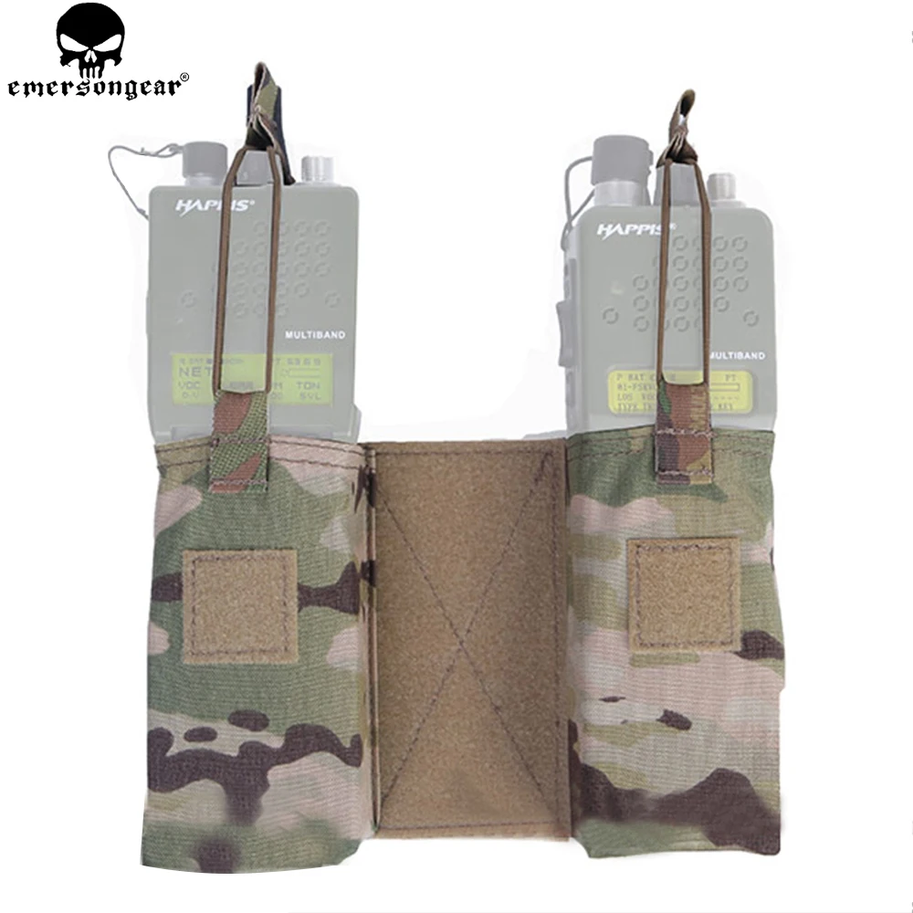 

EMERSONGEAR JPC MBITR Radio Pouch Set Tactical Utility Civilian Double Sub Bag Radio Mag Pouch Multi-camo Tropic Black EM8333