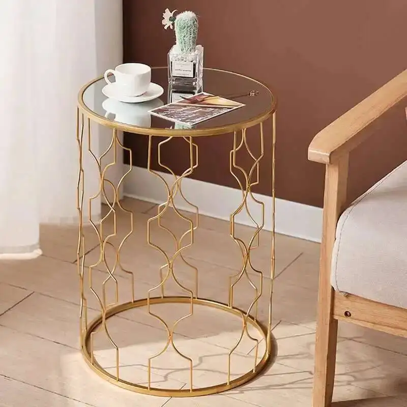 

Mirror Coffee Tables Home Iron Art Nordic Sofa Side Table Creative Living Room Furniture Light Luxury Balcony Corner Table Shelf