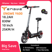 ENGWE Y600 electric Scooter, 830W Motor, 48V 18.2Ah battery, 10*4 inch wide tires, maximum speed of 25 km/h, range of 70 km, mec