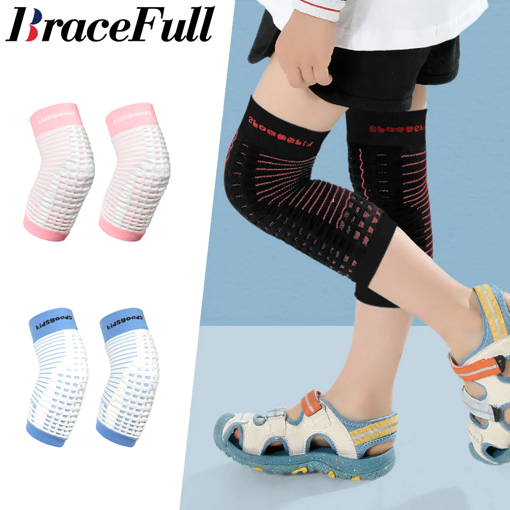 1Pair Kids Knitted Knee Brace Children Support Elastic Protector Compression Sleeves for Girls Boys Volleyball Sleeve Pads Sport