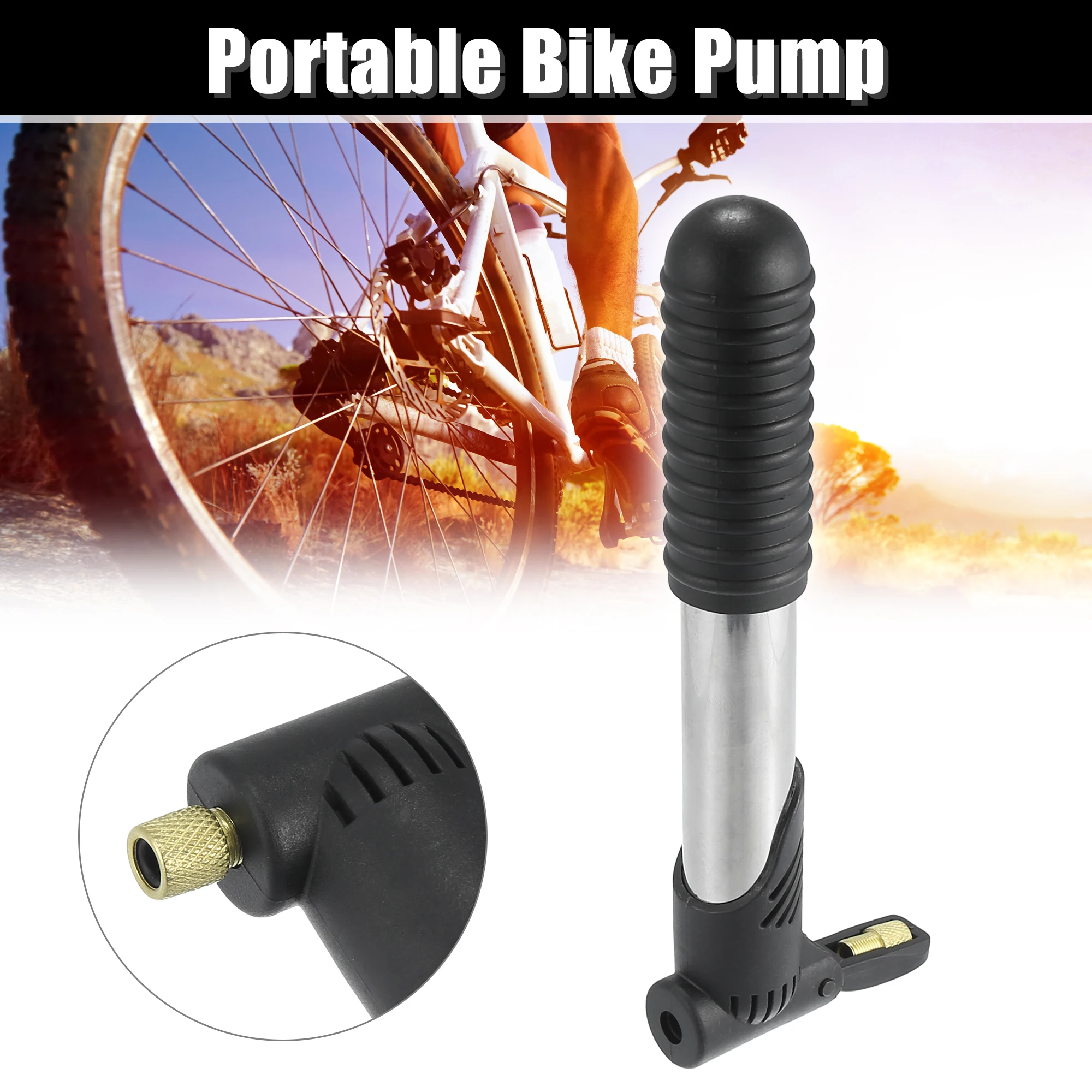 X Autohaux High Pressure Portable Bike Hand Pump Mini Bicycle Tire Pump Silver Tone Air Inflator Compressor MTB Hand Air Pump