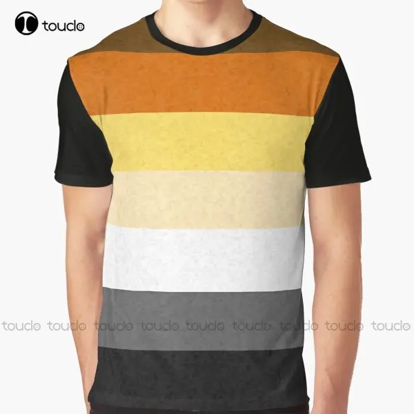 Gay Bear Pride Flag Colored Background Graphic T-Shirt Custom Aldult Teen Unisex Digital Printing Tee Shirts Christmas Gift