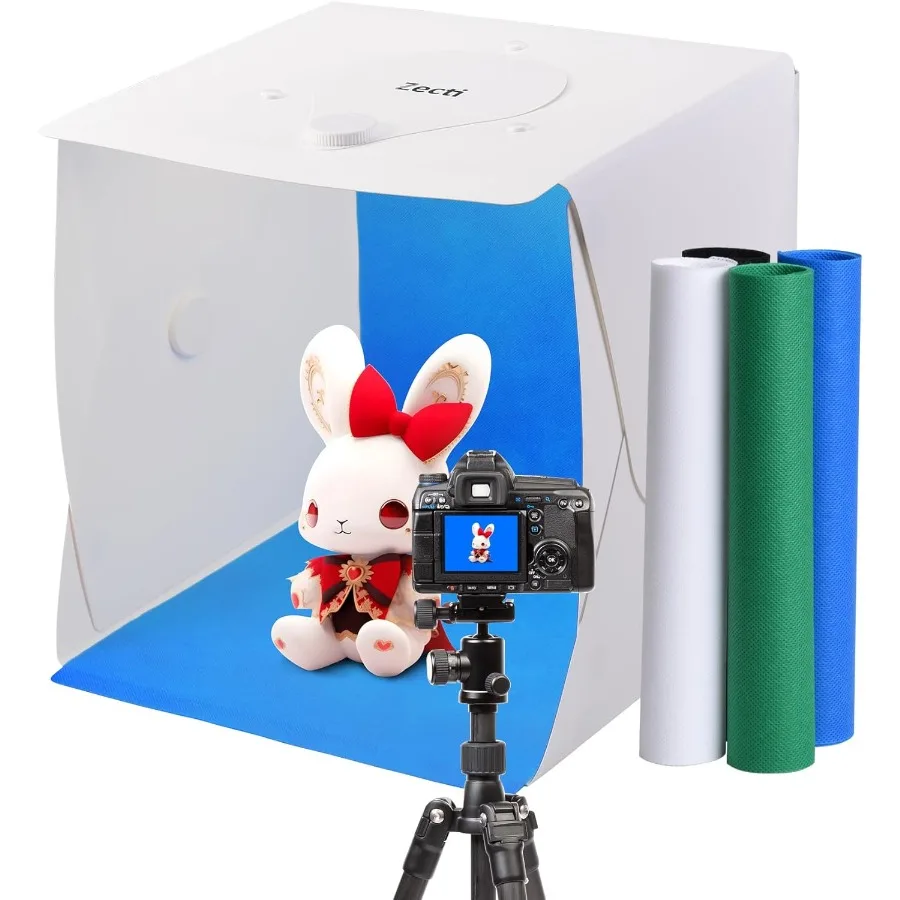 

Llight Box Photography 12 Portable Folding Photography Light Tent kit with 120pcs LED Light 4 Colors Backgrounds for Necklaces