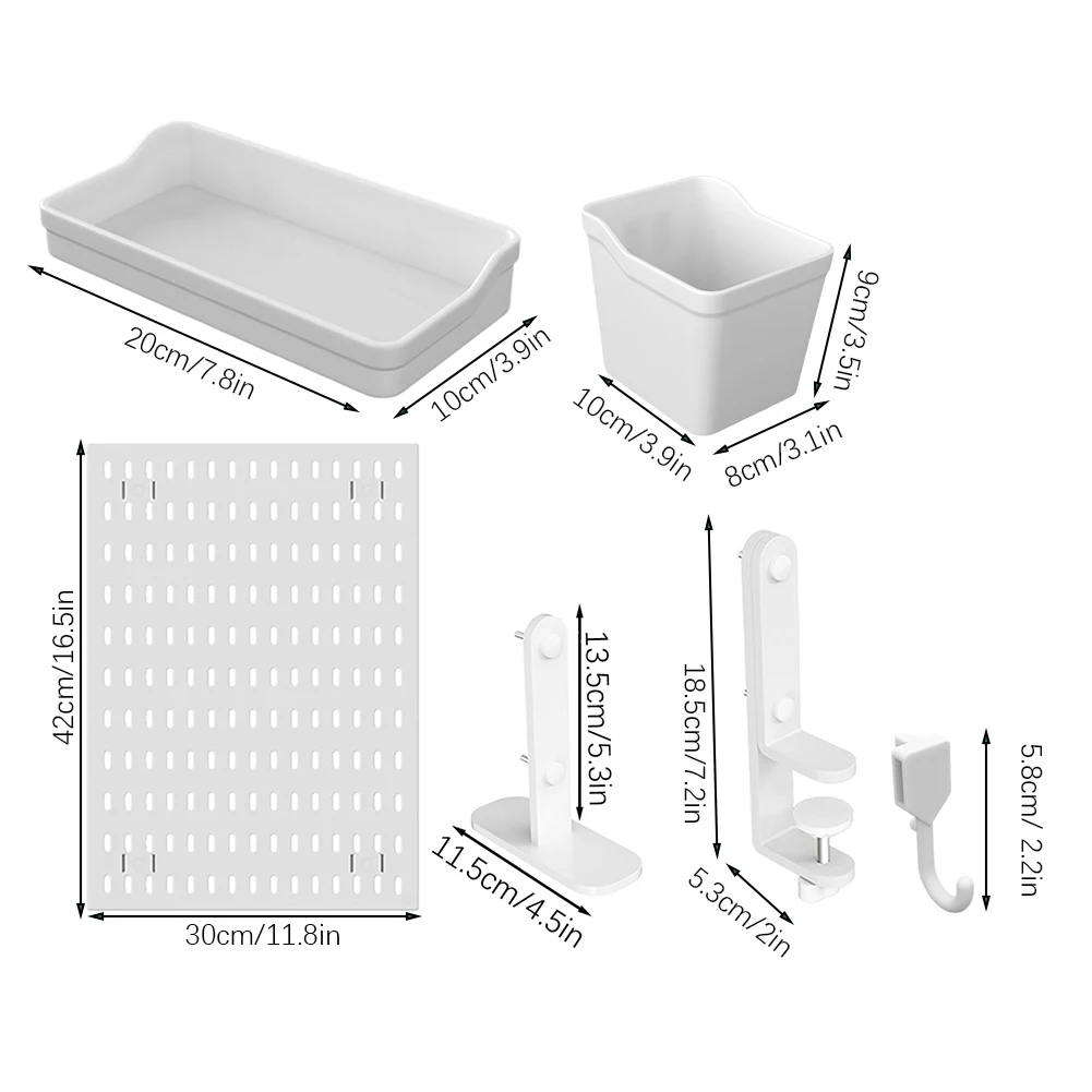 Plastic Pegboard Punch-Free Standing Desk Organizer with No-Drilling Peg Board Holes