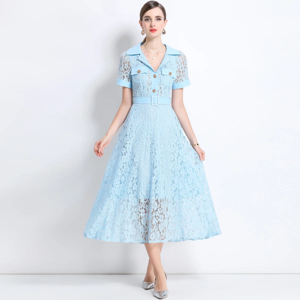 

Летняя новинка: юбка А-силуэта с высокой талией, кружевом, поясом и шнурками, бренд YS, женская мода