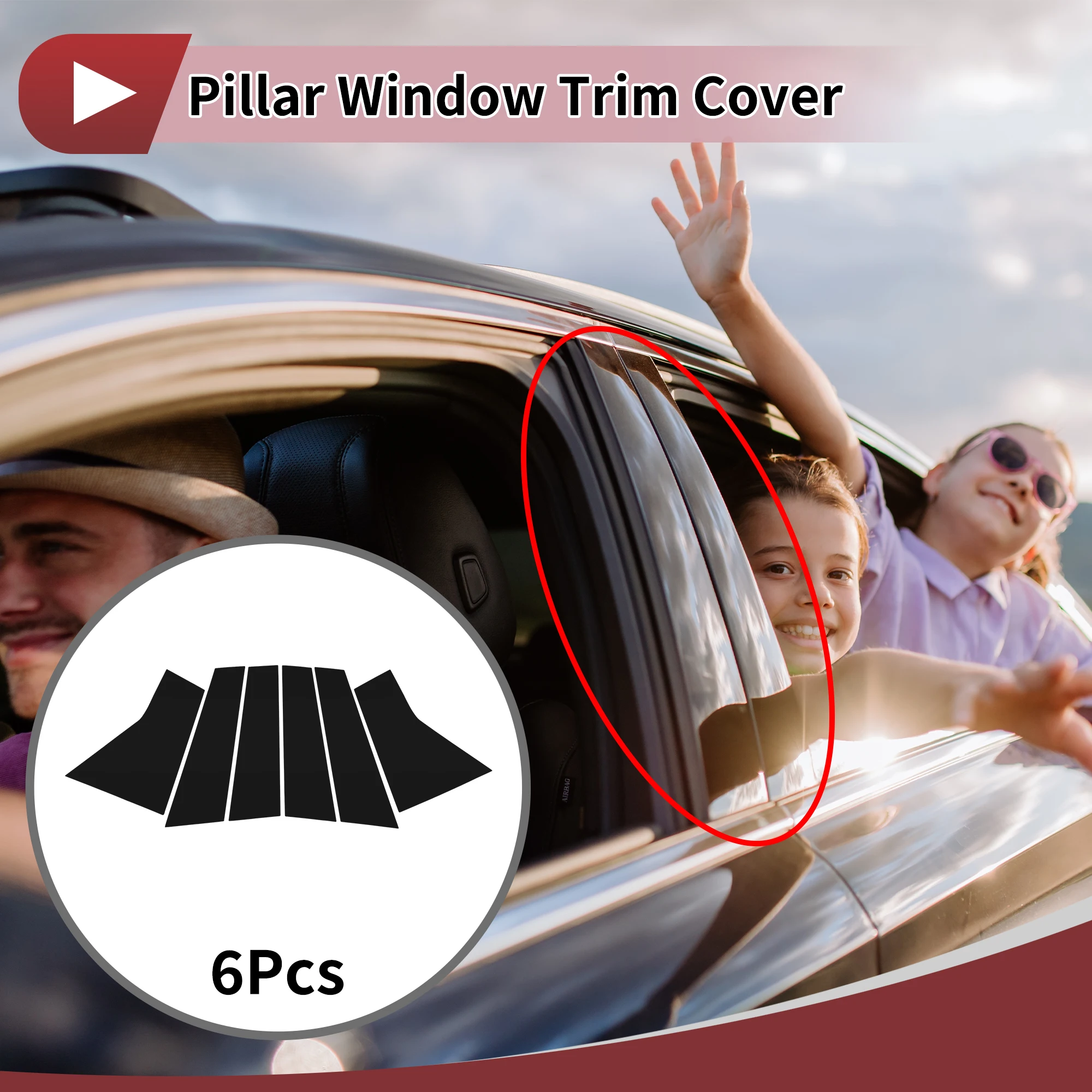 

X Autohaux Door Pillar Window Trim Front Rear Left Right for Acura RDX 2019-2024 Anti Scratch Sticker Pillar Posts Black 6 Pcs