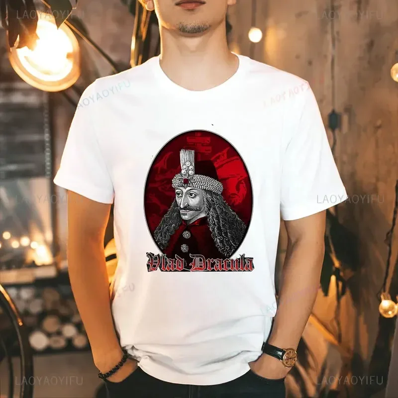 Vlad Dracula Tepes The Impaler Vampire Men Gothic Halloween Horror Movie Tops Dracula Weird Vlad Tepes 1431-1476 Cotton T-Shirt